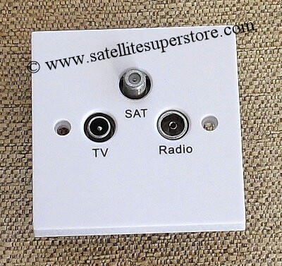 Triax TV, radio & satellite triplexed outlet plate