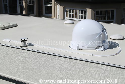 Maxview VuQube II on roof with optional roof kit fitted.